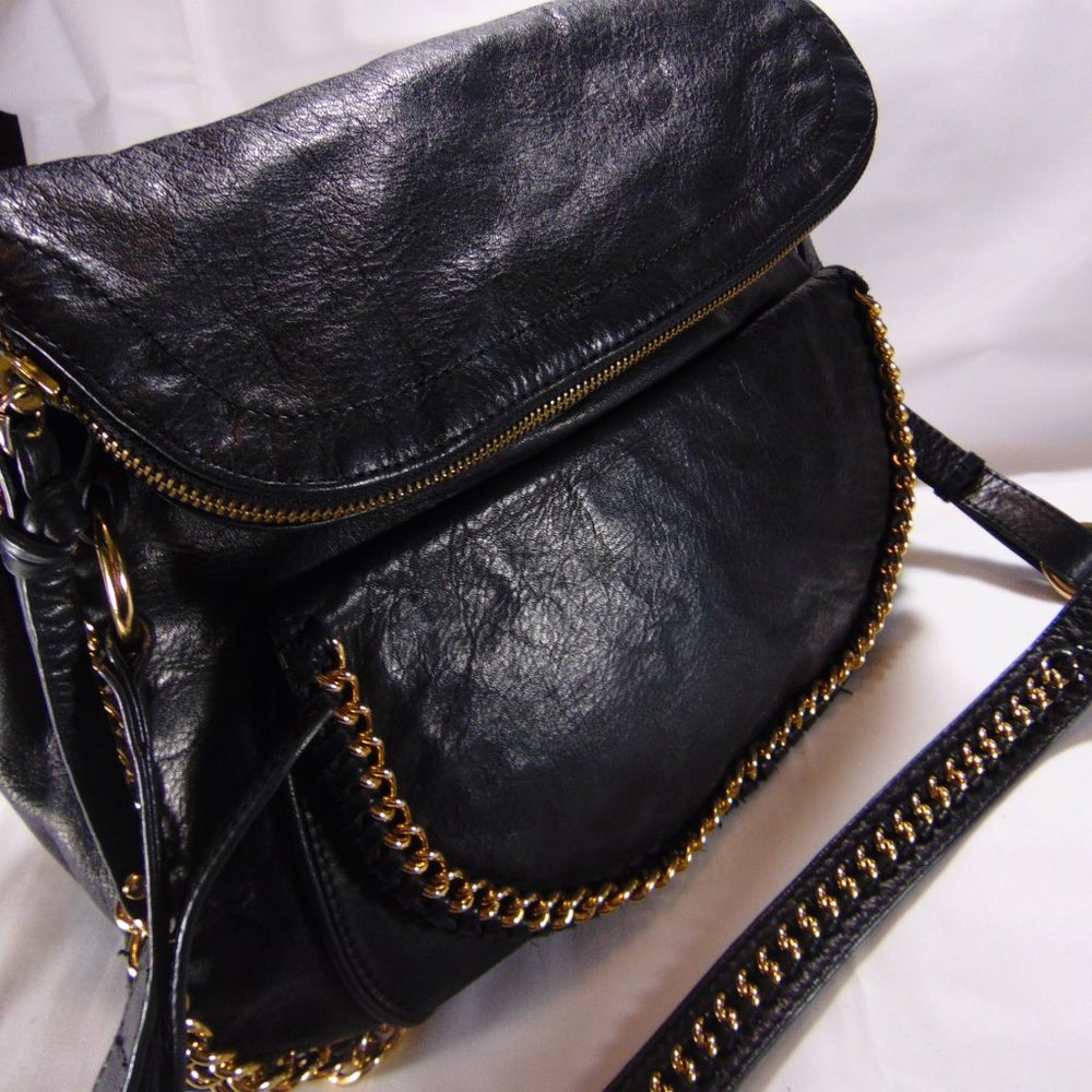 Sabina New York Black Leather Messenger Bag